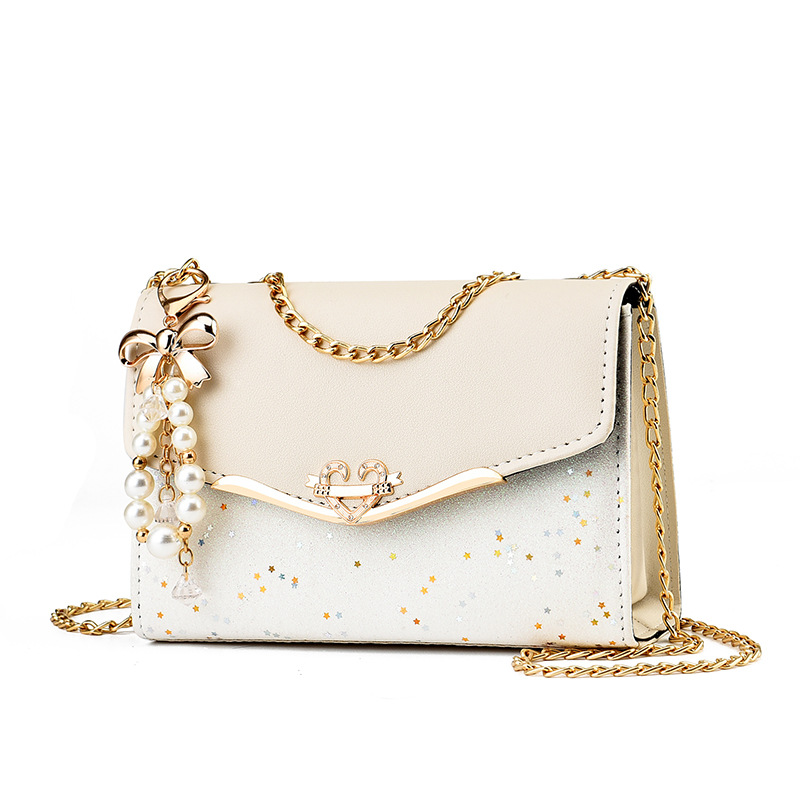 Elegant Korean Version Women's Chain Messenger with Sequins Stylish & Functional Shoulder Bag saddle bag designer