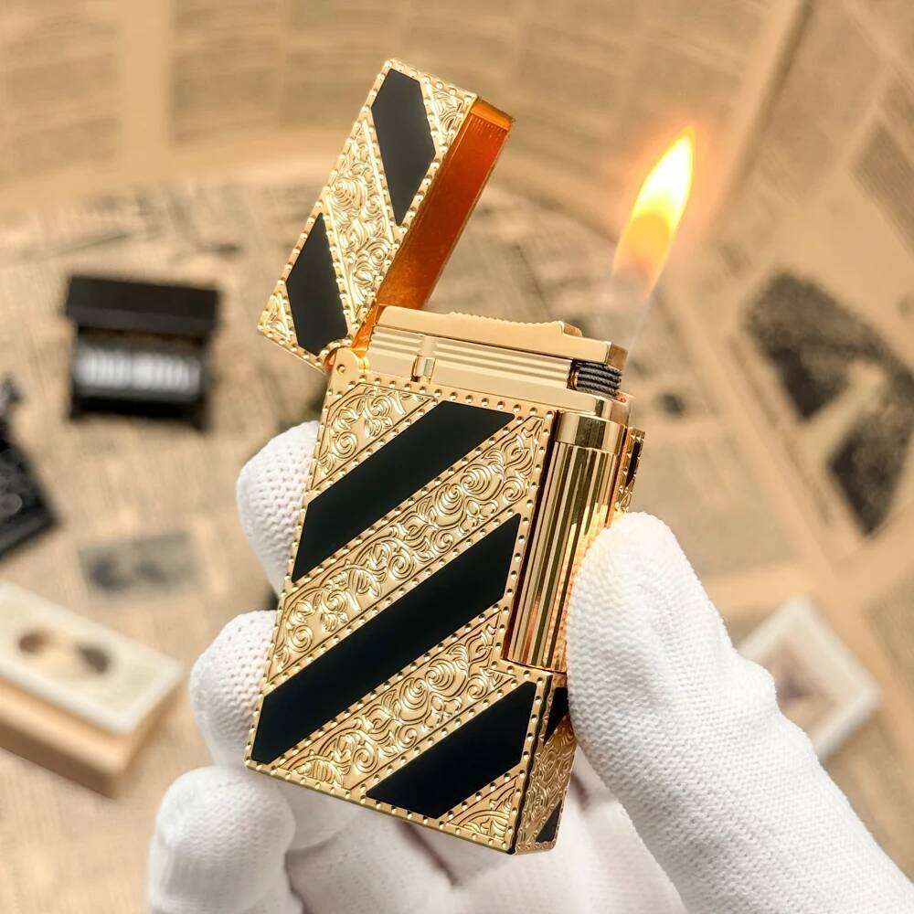 Luxury Brand Lighter Brass Lacquer Engraving Cigar Tobacco Smoking Cigarette Accessories Man Gifts Briquet High-Quality