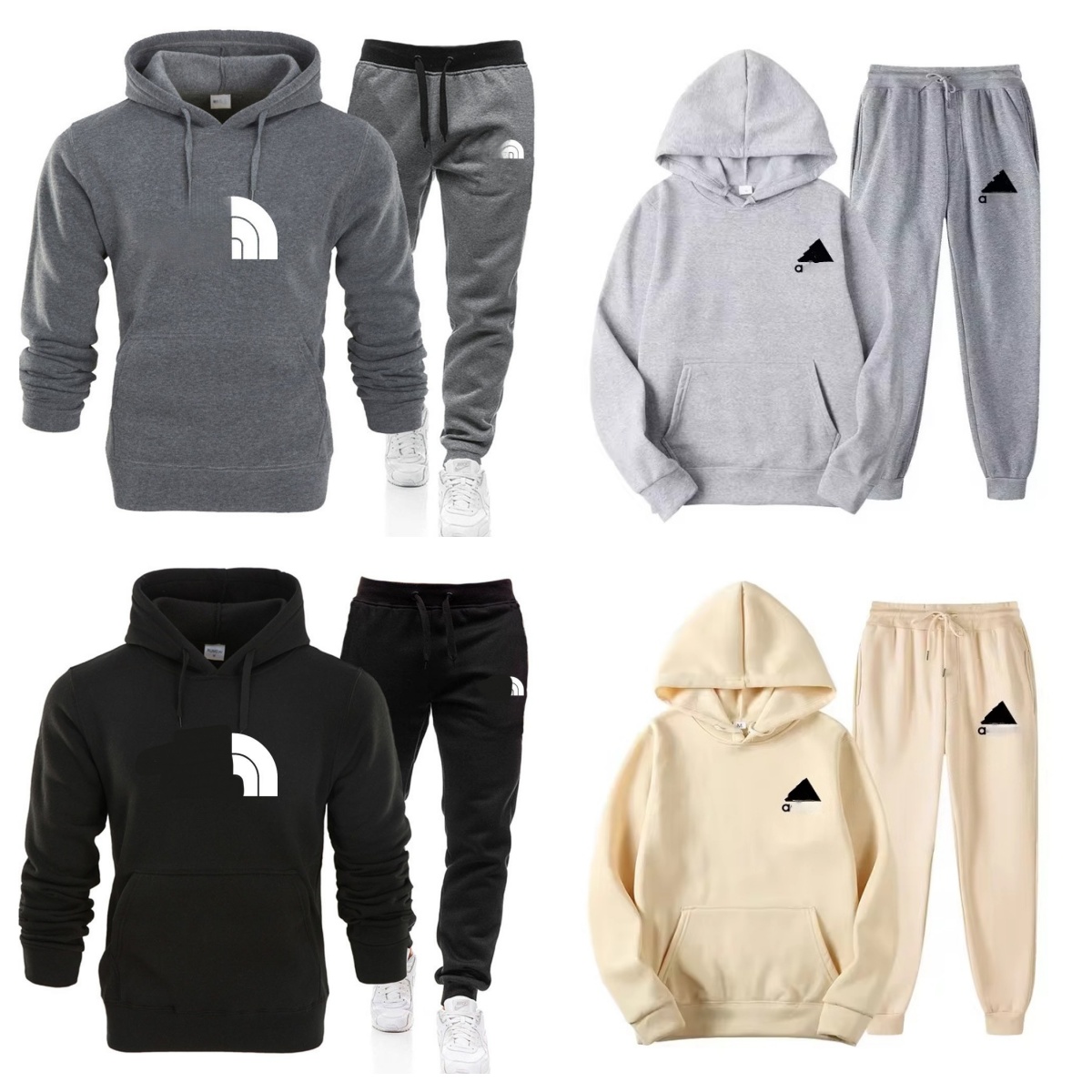 Designer Men's Sweatshirt Pants Set Two-piece Casual Fashion Warm Outdoor Jogging Pullover Men's Versatile Solid Color Fitness Sportswear Set Autumn Winter