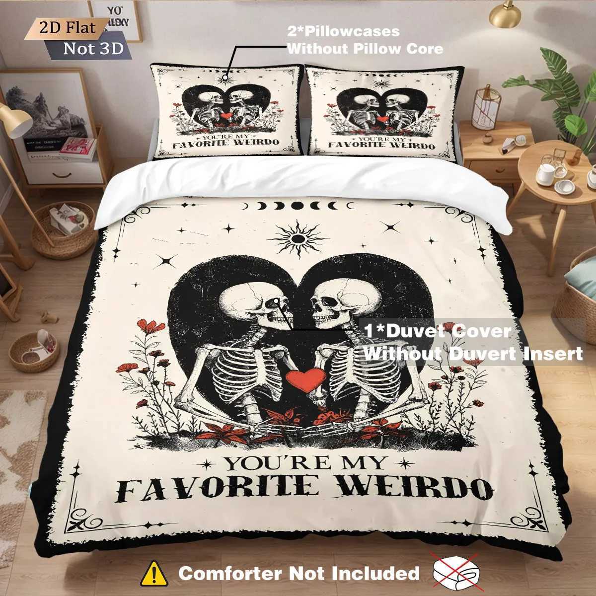 3pcs Halloween Skeleton Printed Chipless Bedding Set with Multi Sized Bedding and Dormitory duvet Decorations Soft and ComfortabM251118