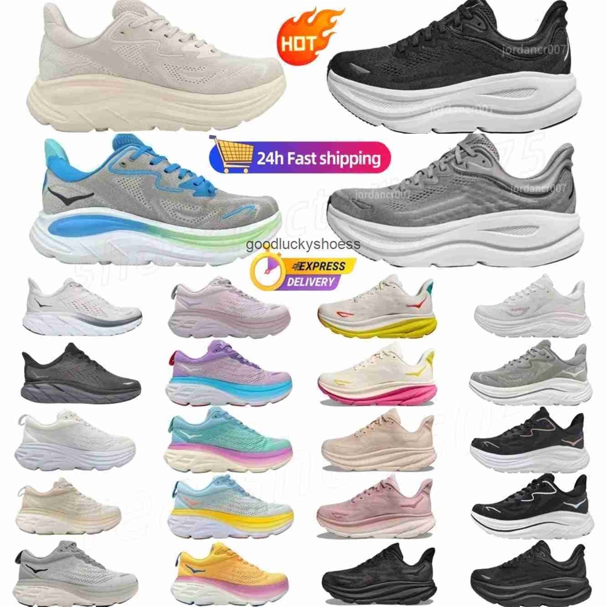 Hokawomen Hokamen 10 Womens Mens Clifton10 9 Bondi 9 8 Running Shoes For Men Women Big Size 36-46 Sports White Pink Breathable Casual