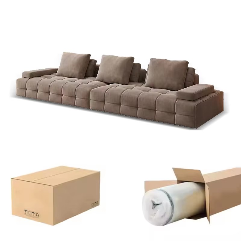 Full Compression Foldable Sofa Bed, Customizable Color & Size Tofu Block Sofa, Space-Saving Fabric Couch with Cushions