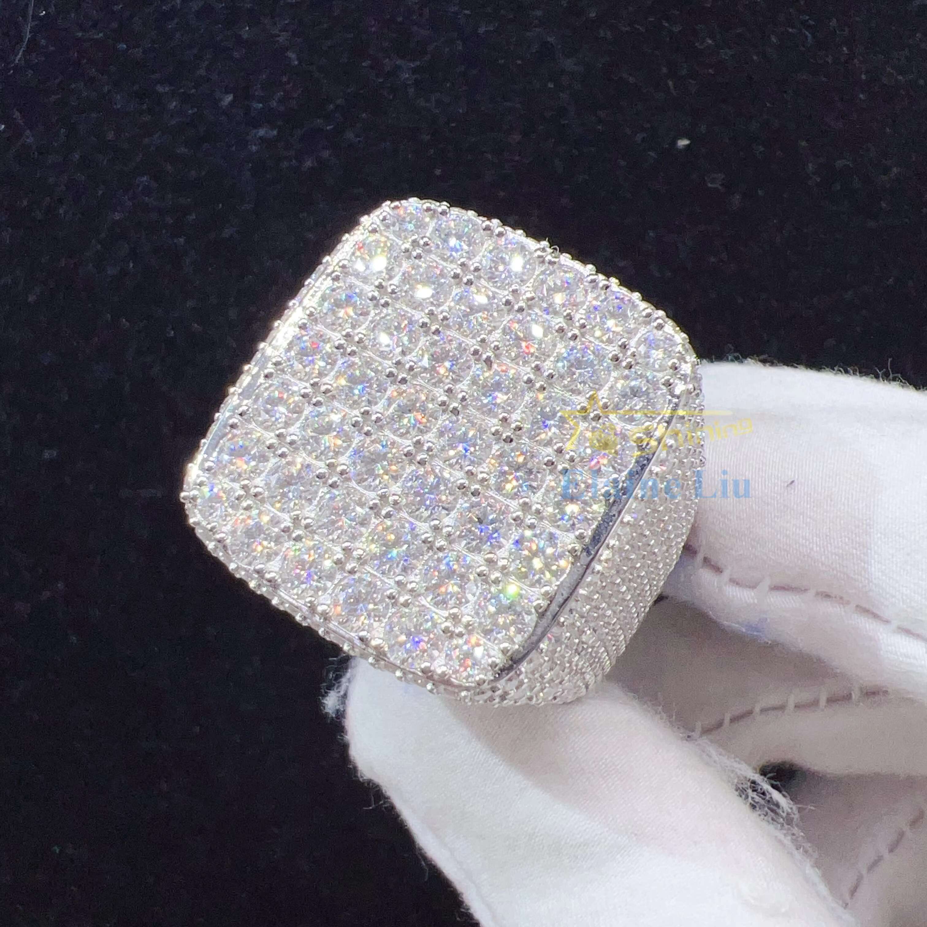 Factory Direct Sale Sterling Sier Rings Custom Vvs Moissanite Iced Out Dia Hip Hop Fine Jewelry Ring