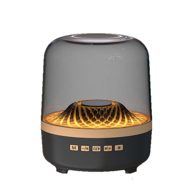 Hot Sale Black Gold RGB Light Portable Dual Battery Life Bluetooth Glass Crystal Speaker