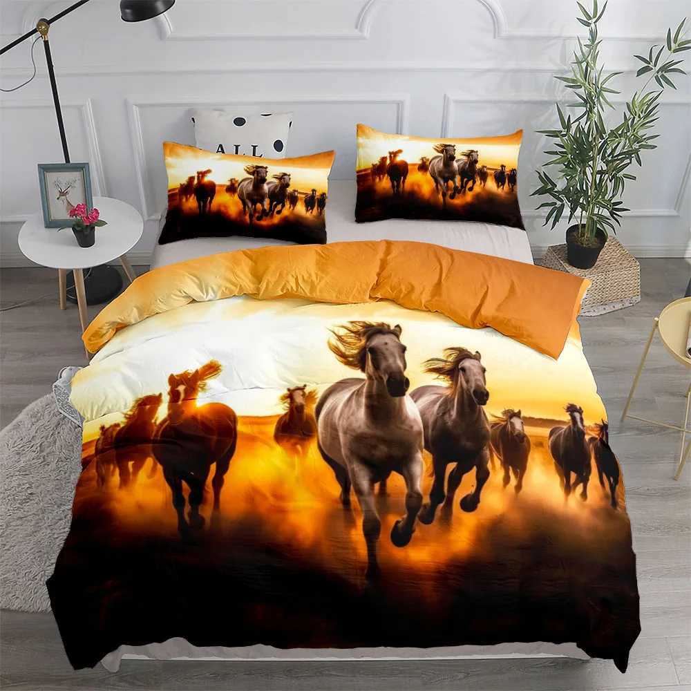 Horses In The Sunshine Duvet Cover Set Single Twin Double Queen King Cal King Size Bed Linen SetM251118