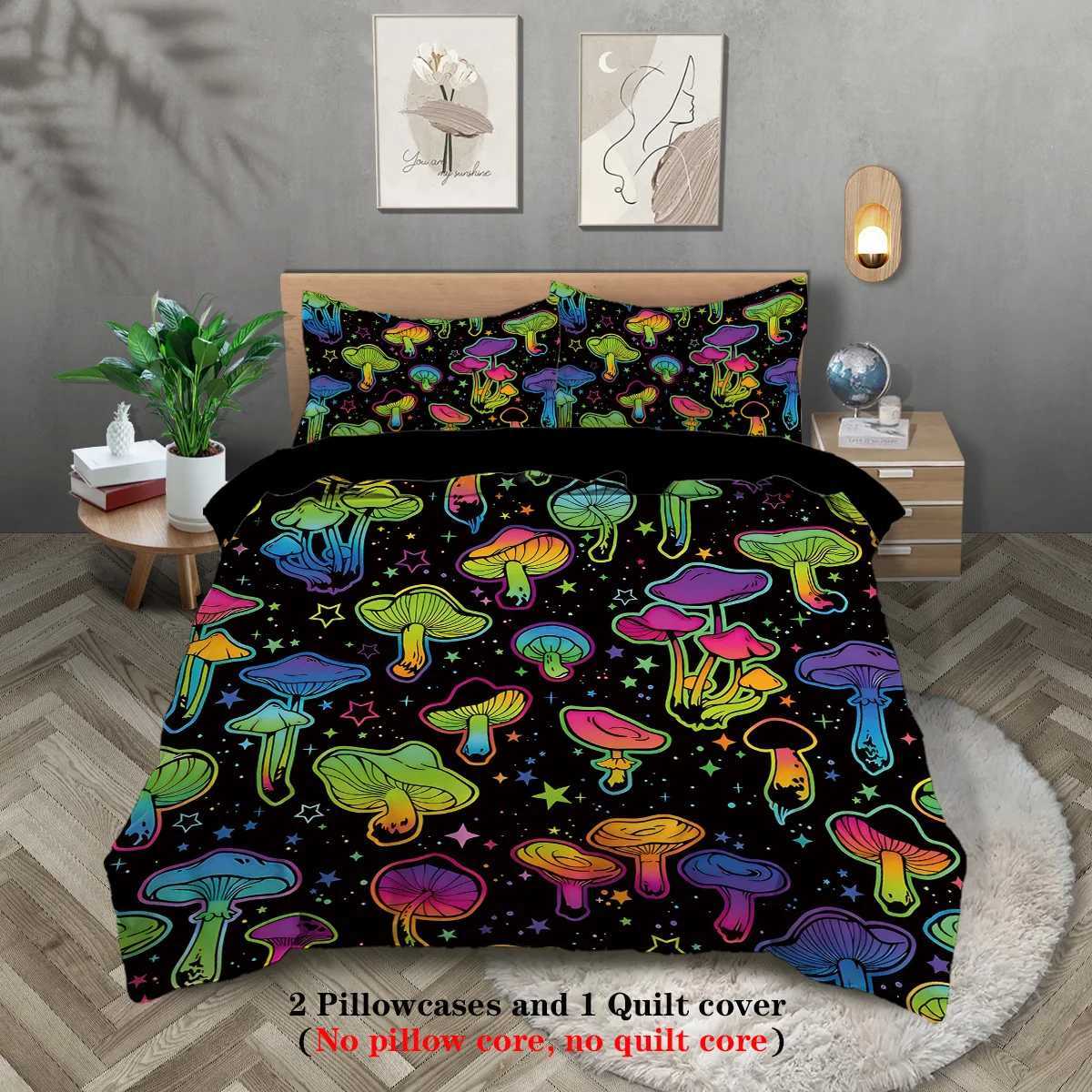 3-piece down duvet cover with gradient mushroom print 1 down duvet cover2 cases no core Halloween themed bedding setM251118