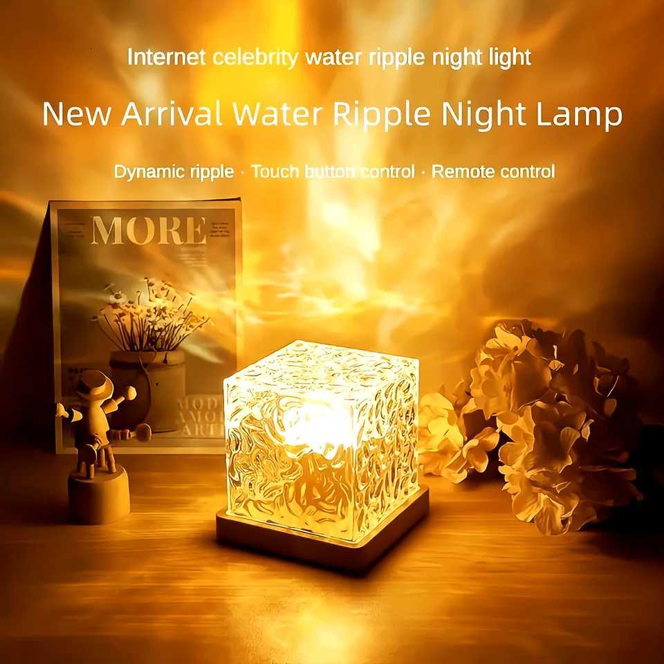 Ocean Wave Aurora Projector Light Remote 16 Colors RGB Dimmable Water Ripple Flame Crystal Lamp for Living Room Study Bedroom M251118