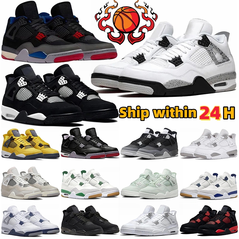 Designer 4 basketball shoes Black Cat Military White Bred Red Cement Thunder Oreo Cool Grey University Blue Pine Green Seafoam Mens Trainers Sneakers 36-47 With Box