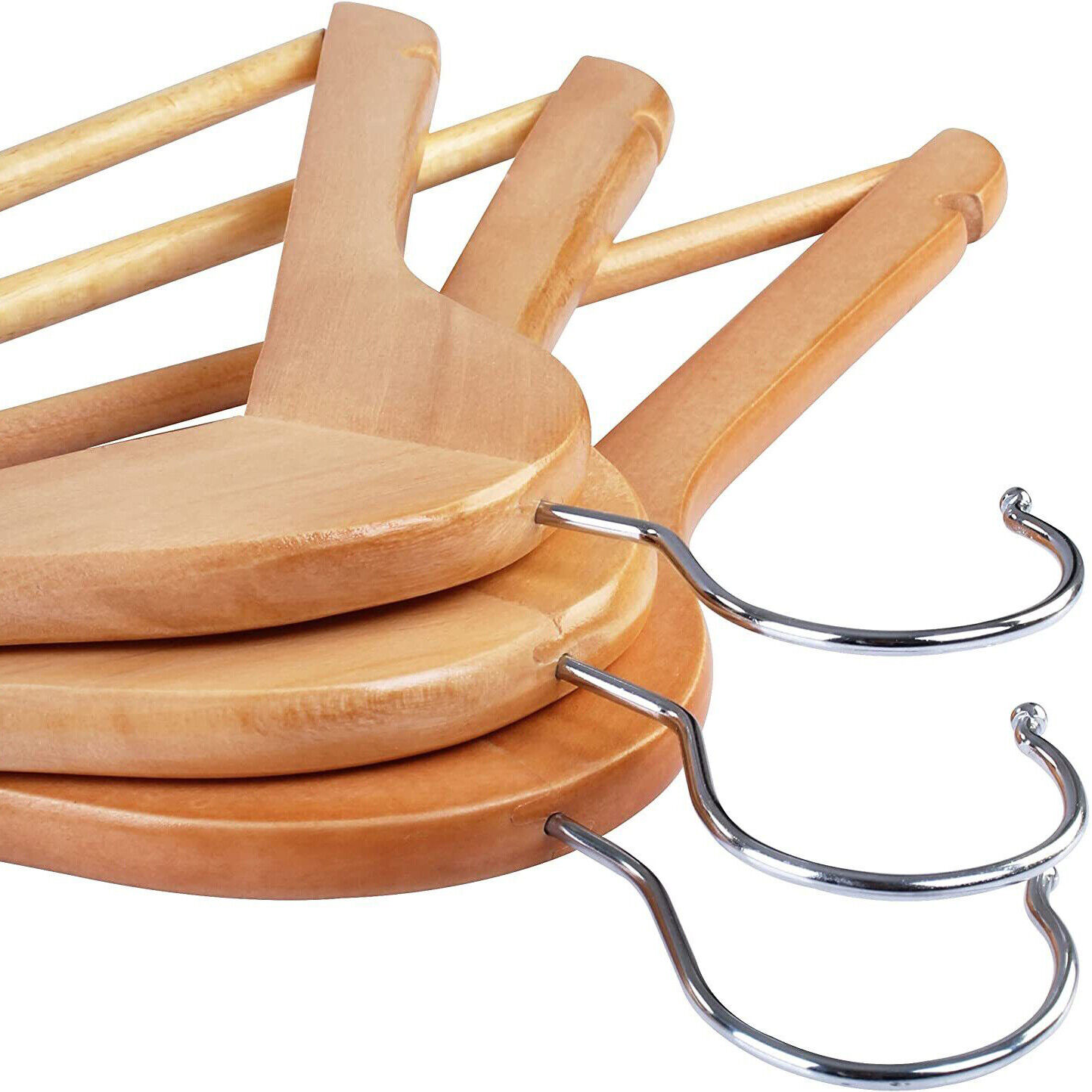 10 Pack Natural Wood Clothes Hangers, Durable Wooden Hangers for Coats, Jackets, Dresses, Pants, and Shirts