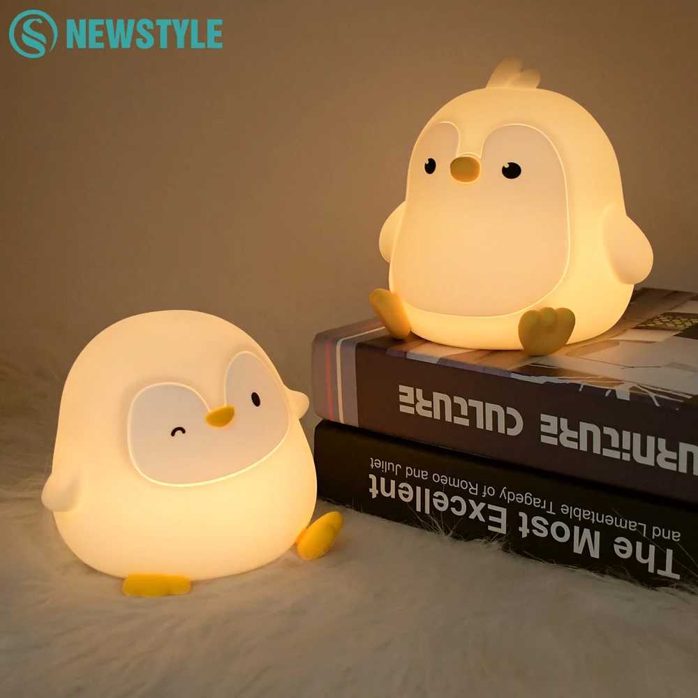 Cute Silicone Penguin Night Light Dimmable Novelty Kids Night Light With Touch Sensor USB Rechargeable Suitable For Kids Gifts M251118