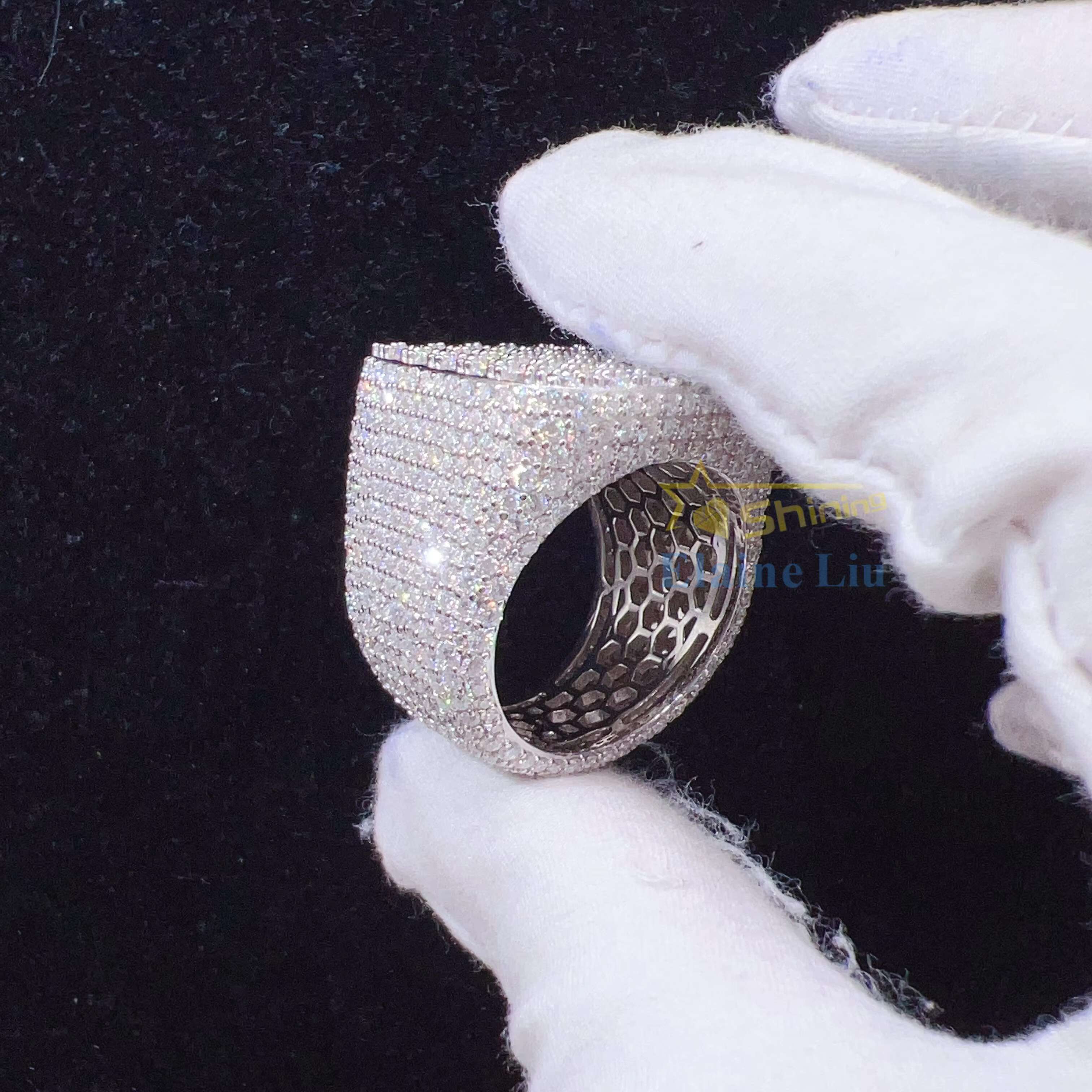 Factory Direct Sale Sterling Sier Rings Custom Vvs Moissanite Iced Out Dia Hip Hop Fine Jewelry Ring
