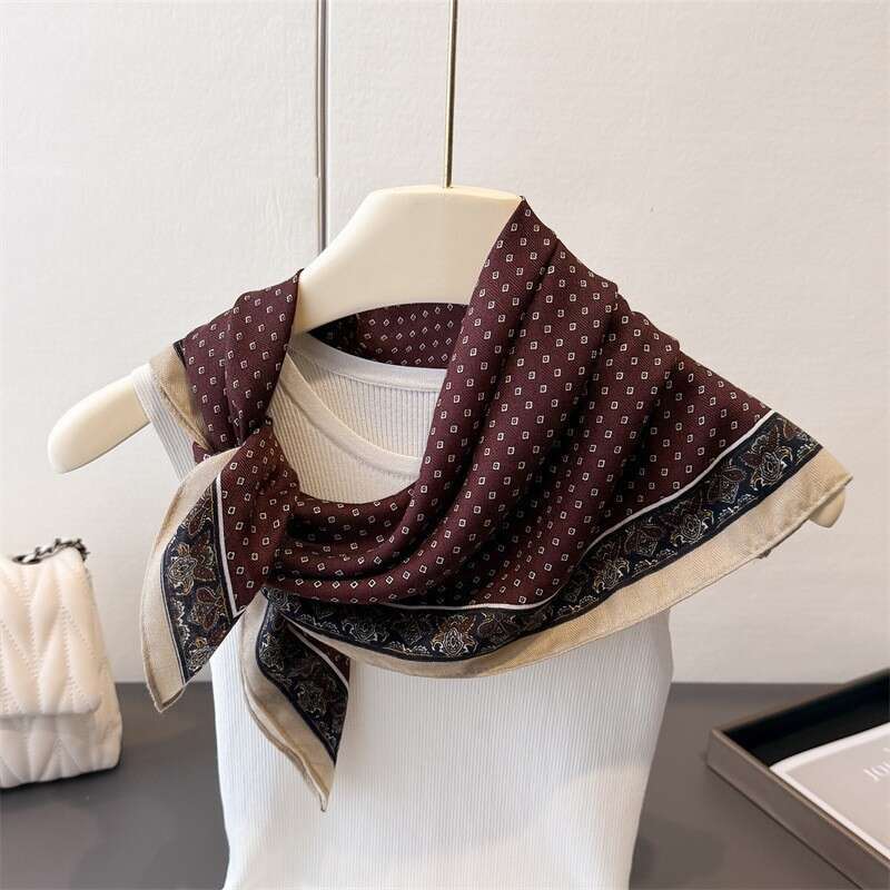 DHCollections Textured Weave Square Scarf 68x68cm - Women's Printed Neck Tie, Waist Wrap & Hair Band for Office & Daily Use