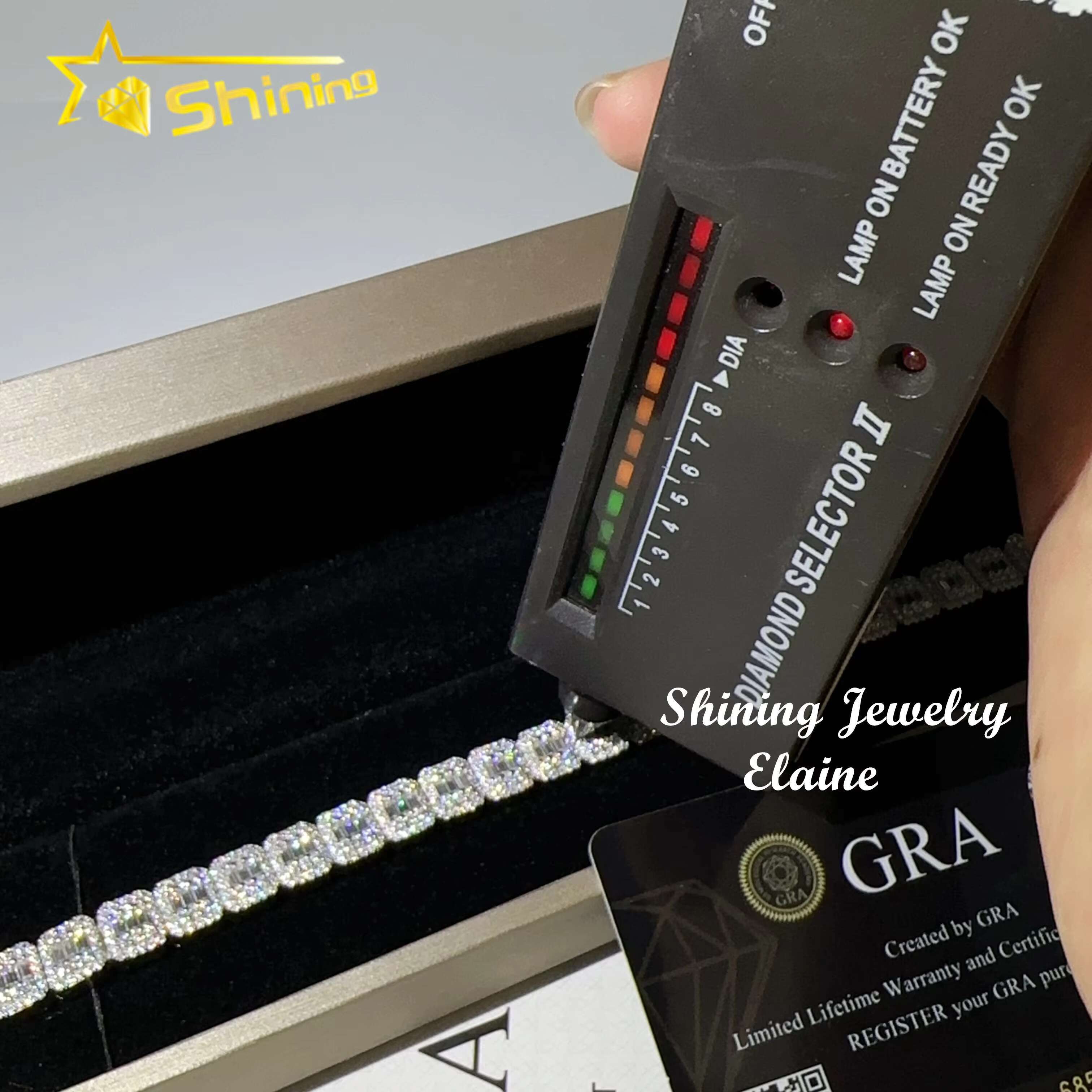 Sterling Sier Iced Out Dia Ready to Ship Vvs Moissanite Hip Hop Jewelry Tennis Bracelet