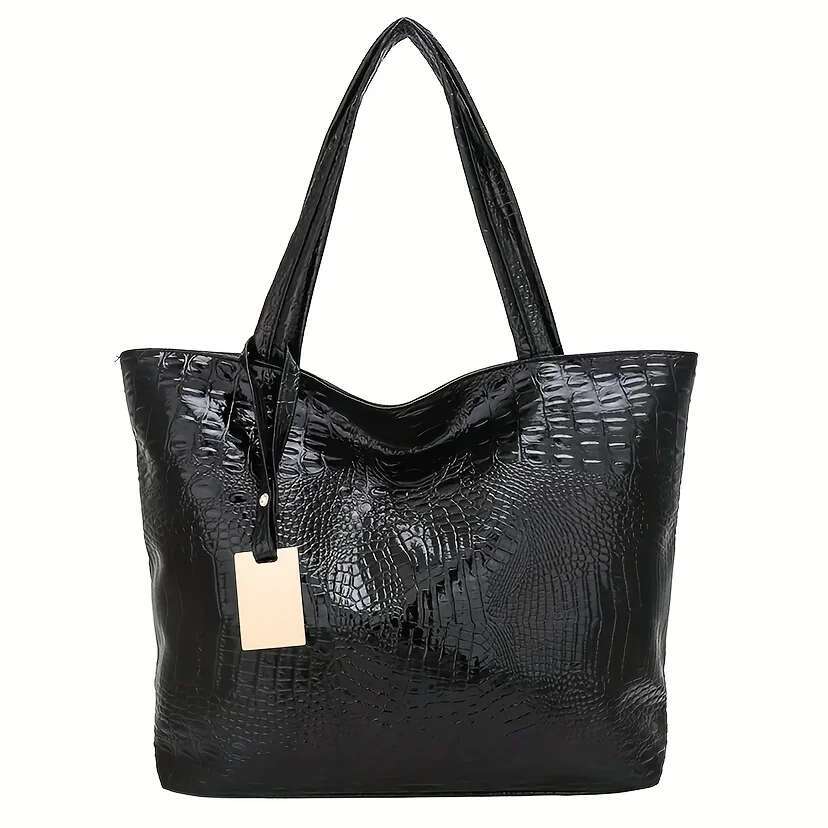 Fashion Large Capacity Crocodile Women Shoulder Pu Leather Lady Handbags Sier Gold Hand Bags Big Tote Bag