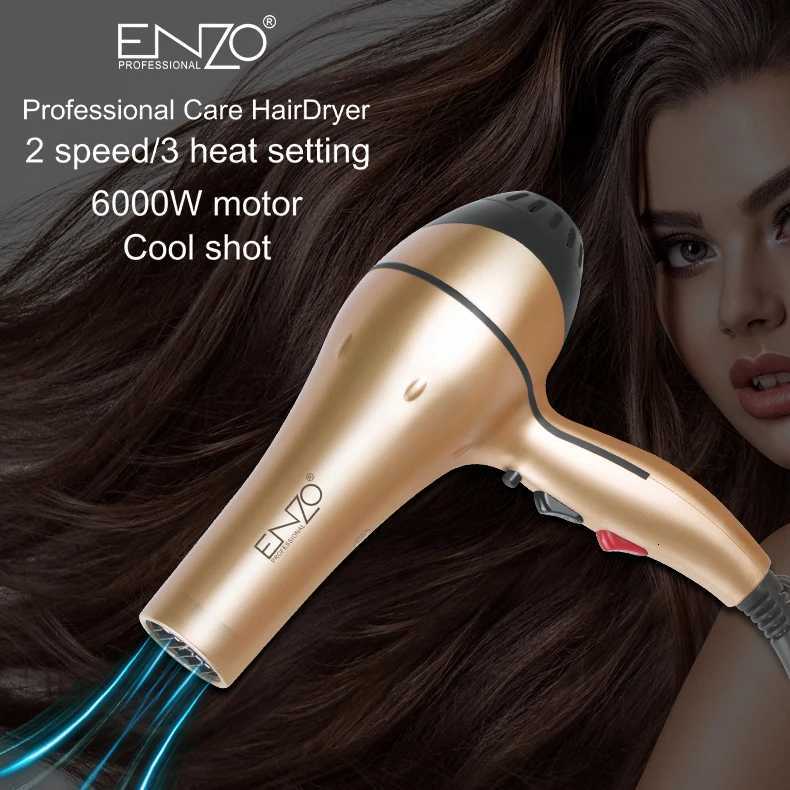 ENZO High Power 6000W Professional Salon Health Breeze Mode Fast Drying Less Damage Gold Red Electric Hair Blower DryerT251118