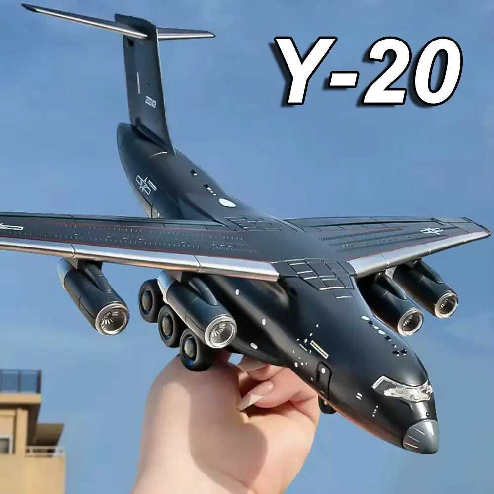 1180 Y-20 Transport Aircraft Alloy Diecast Model Toys Car with Sound Light Pull Back Doors Opened Vehice for Boy Birthday Gifts C251118