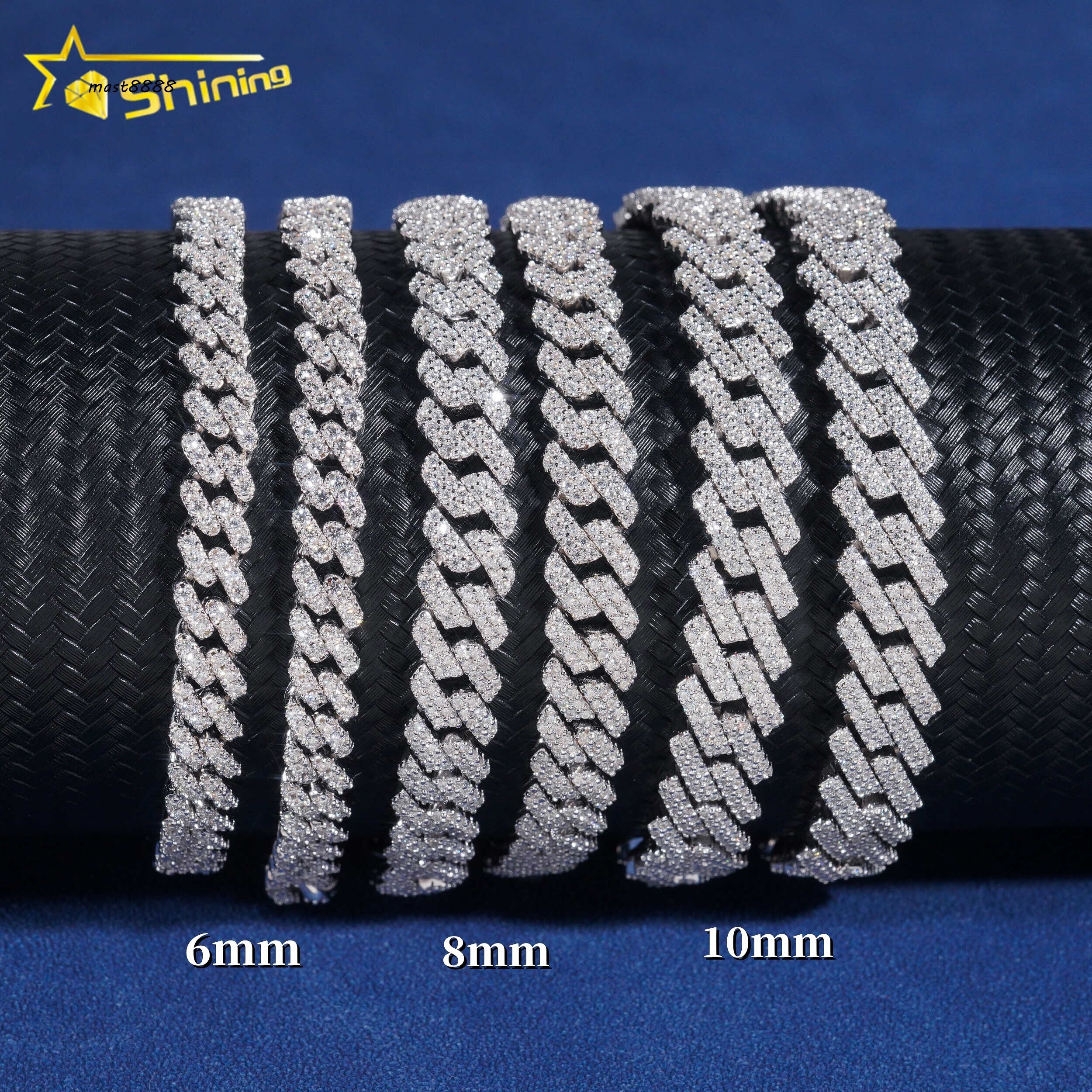 Hot Sale Fine Jewelry Lab Diamond 925 Sterling Silver 14k Gold Plated Vvs Moissanite Diamond Bracelet Men Cuban Link Bracelet