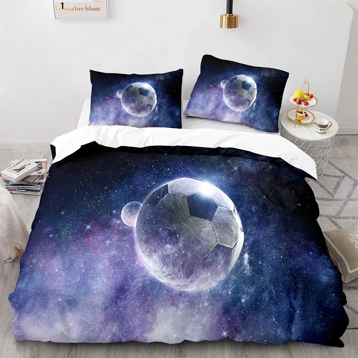 Football King Queen Duvet Cover 3D Soccer Bedding Set For Kids Teens Adult Ball Game Quilt Cover Sport Fans Soft Comforter CoverM251118