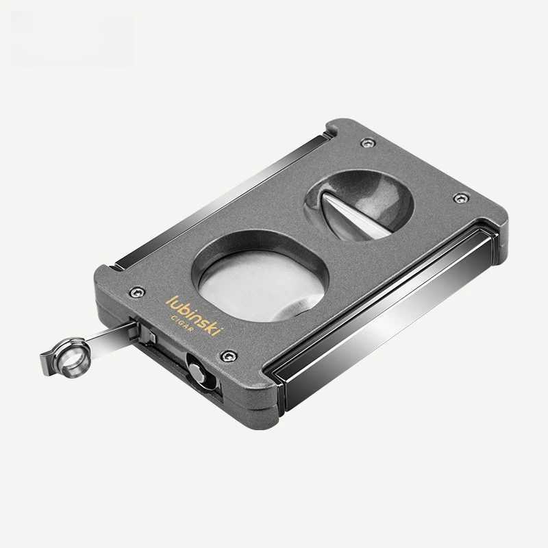 LUBINSKI Cigar V Cutter Metal Luxury Punch Double Use Cigar Knife Smoking Accessories Standing Cigar Holder With Gift Box CT-082C250415