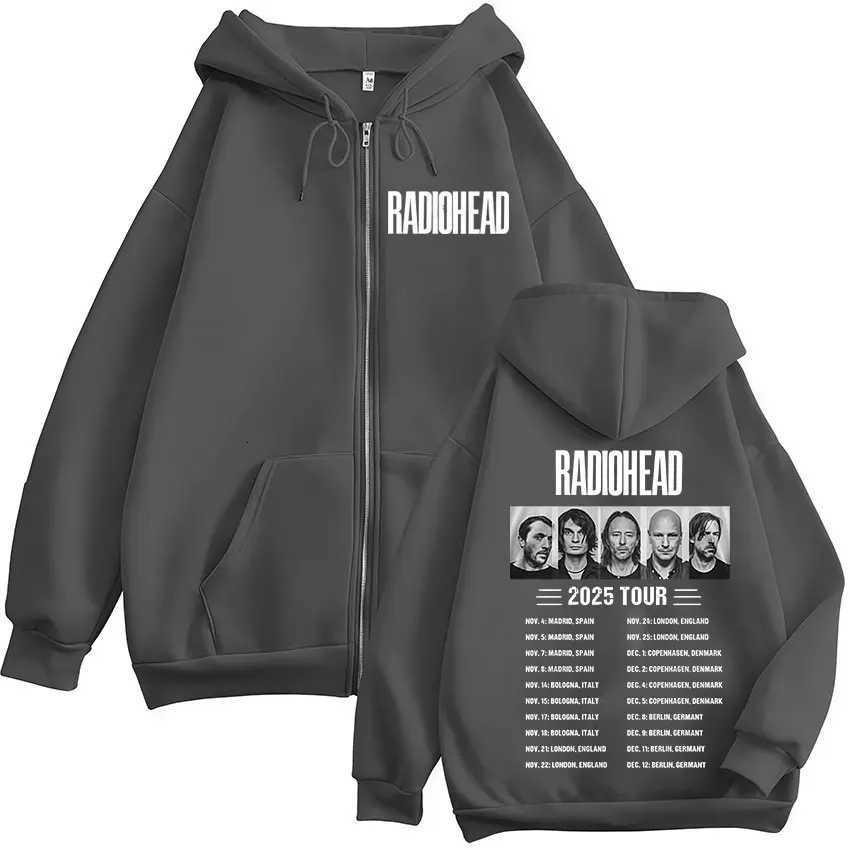 Rock Band Radiohead 2025 Tour Zipper Hoodies Men Women Fashion Hip Hop Zip Up Hooded Sweatshirts Jackets Coat Hoodie Streetwear X251118
