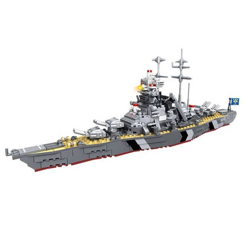 Woma Building Blocks World War II Battleship Bismarck 548PCS For 6-9 years old boys christmas gift 48CM long C251118