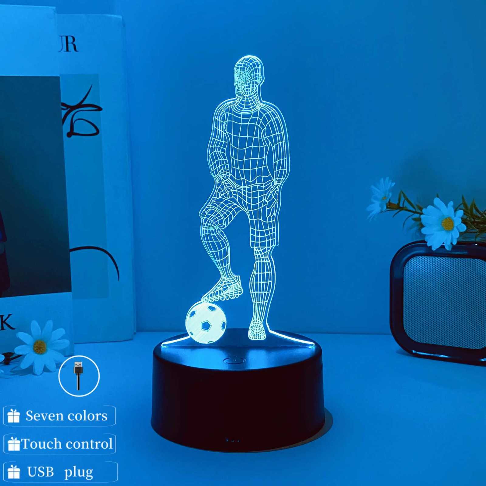 1pcs football player pattern night light USB 3D atmosphere decorative light birthday gifts for family and friends M251118