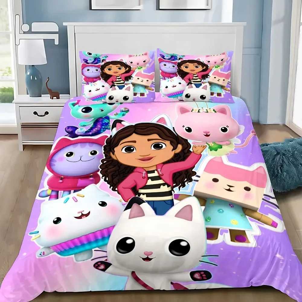 G-Gabbys D-Dollhouse Bedding Set Cartoon Duvet Cover case Kids Bedroom Decoration Children Single Double Customized SizeM251118
