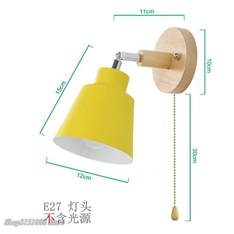 Nordic wooden wall lights with Zipper switch sconce modern wall lamp bedroom bedside lamp macaroon wall sconce Freely rotatable M251118