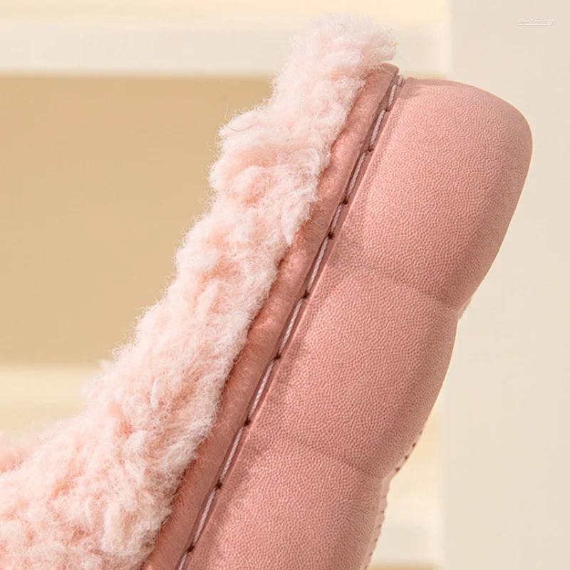Slippers Thick Sole Fluffy Platform Indoor Outside Men And Women Couples Winter Household Fashion Plush Warm Cotton Shoes Ladies Unisex Home