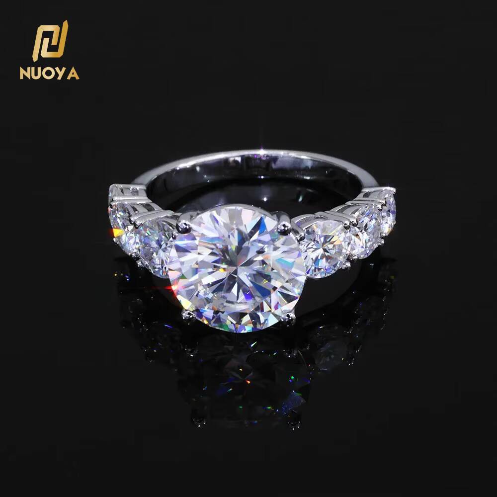 NUOYA Luxury 5 Ct D Color Moissanite Ring for Women 925 Silver Iced Out Lab Diamond Ring Custom Hip Hop Fine Jewelry
