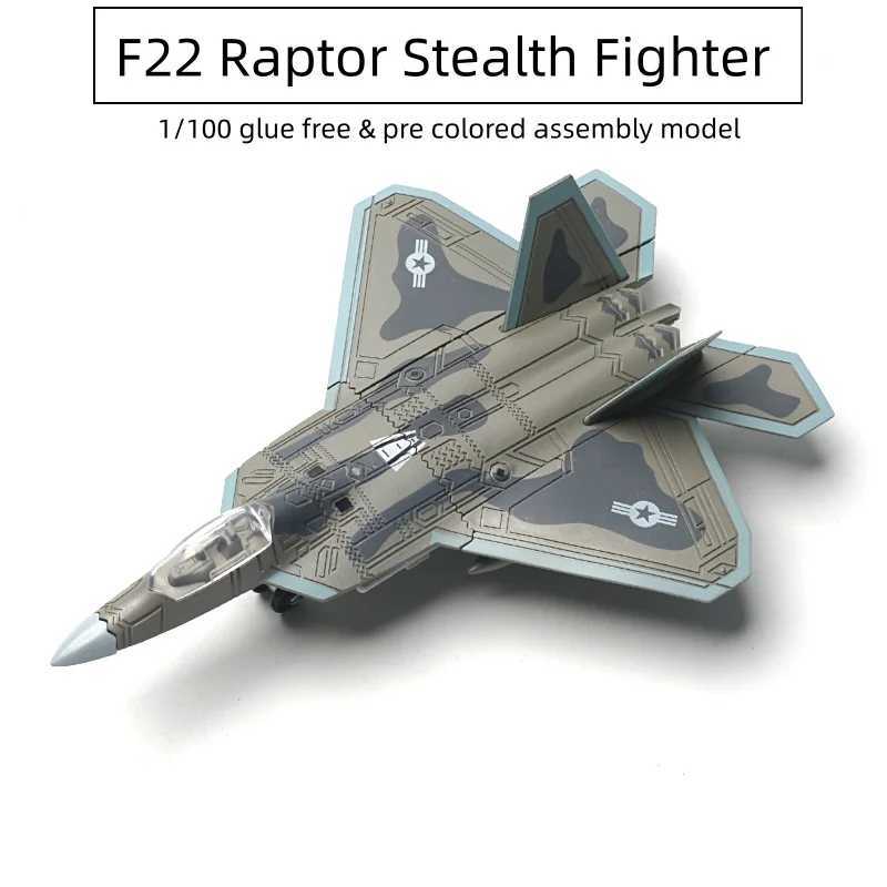 1/100 US F-22 Raptor Stealth Fighter Model Creative Military Series Building Blocks DIY Decor Assembled Toys For Boys Xmas Gifts C251118
