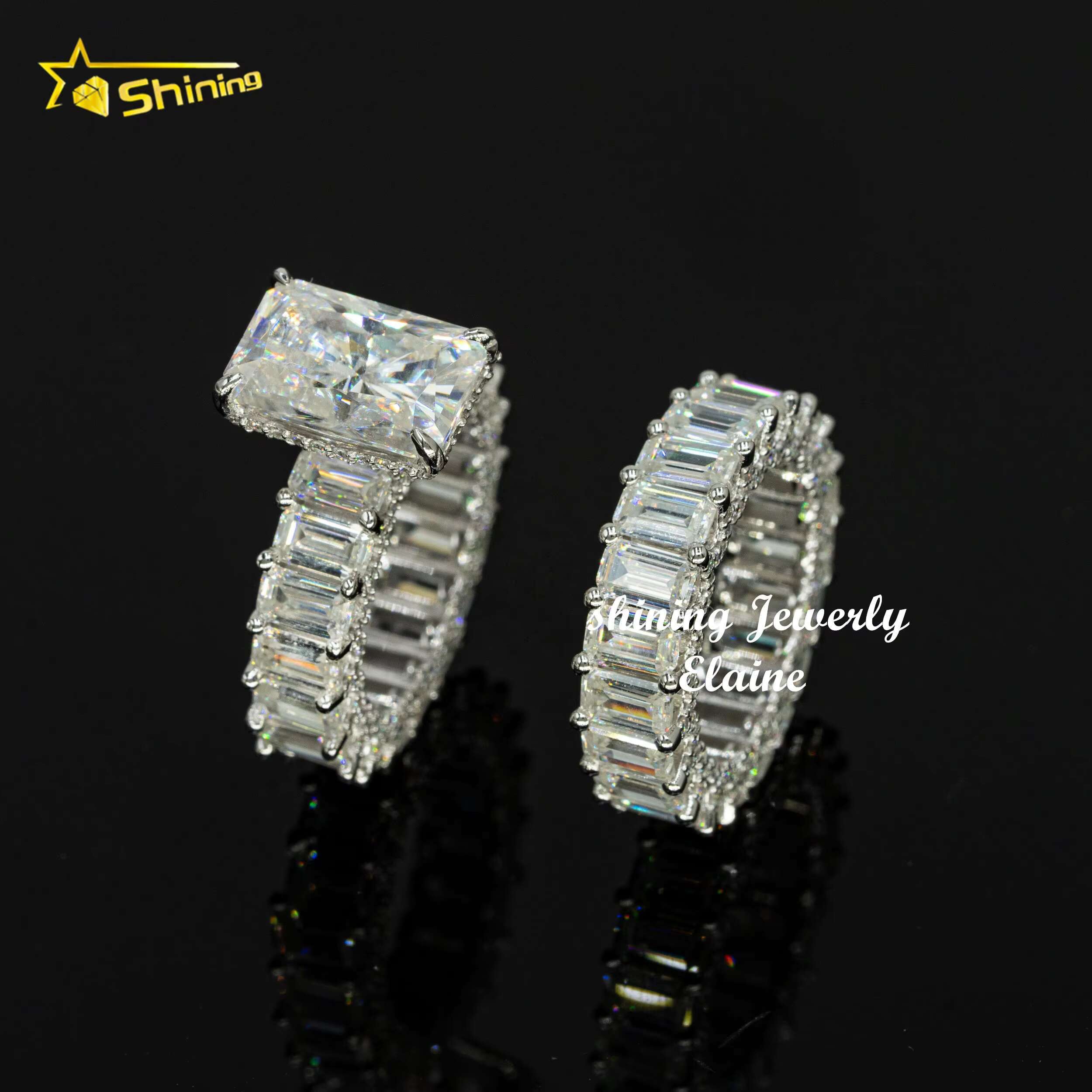 Hip Hop Fine Jewelry Sterling Sier Vvs Dia Moissanite Custom Iced Out Ring