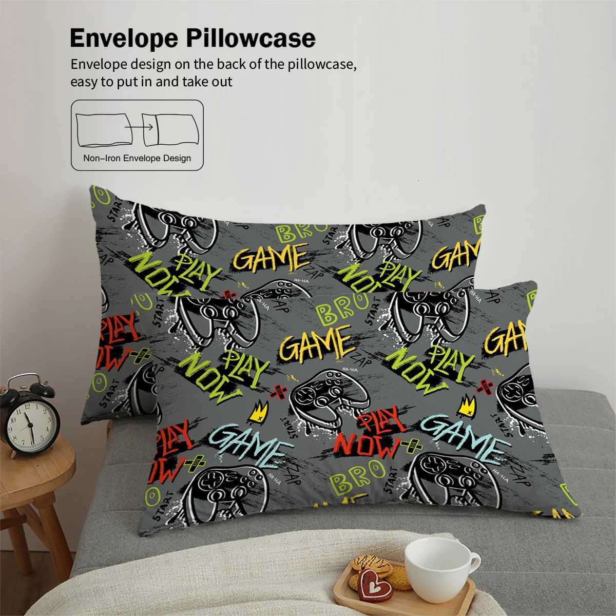 3-piece down duvet cover set with game controller pattern digital printing 1 duvet cover2 cases no core bedding setM251118