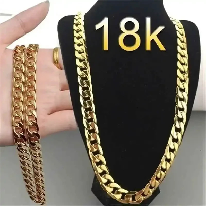 Special offer 18K gold Necklaces 925 Stamp Silver color Classic 8MM sideways chain for Men woman fine Jewelrys Wedding party 250417
