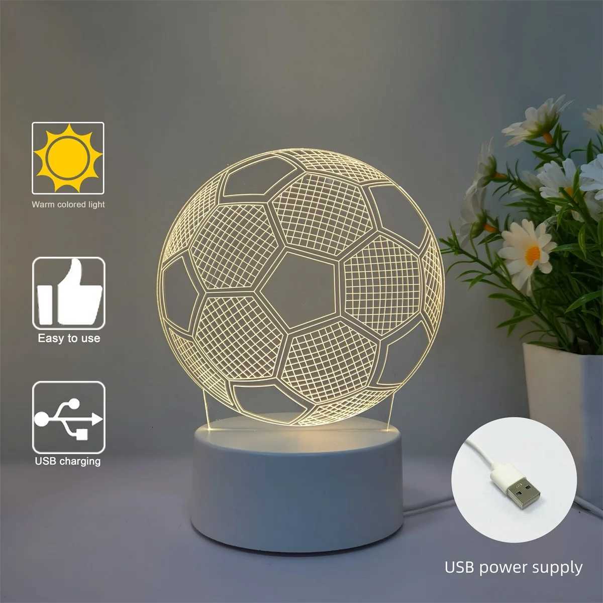 1 football 3D night light Fathers Day holiday gift table light for family atmosphere light companion sleep light M251118