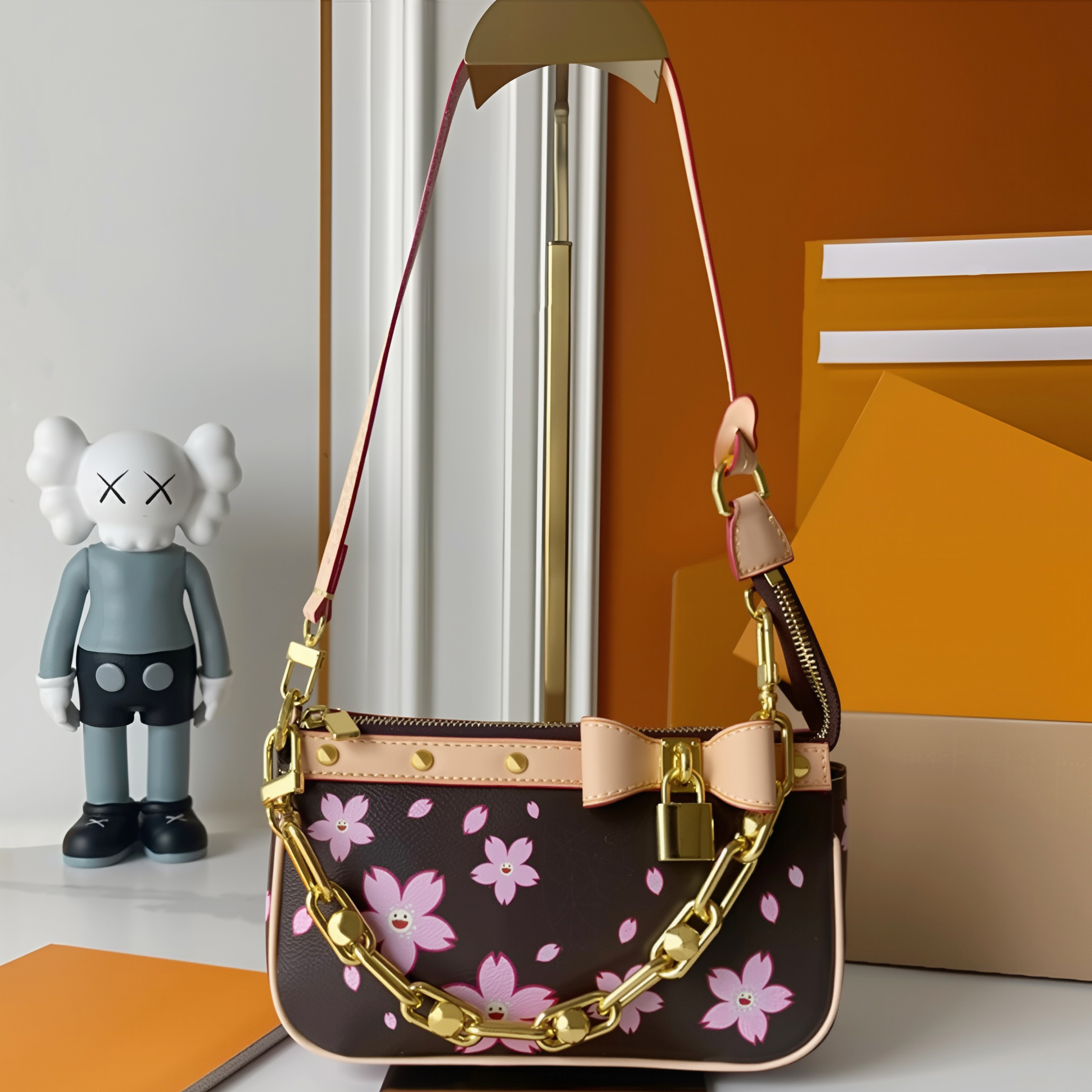 L0uis vu1tt0nbags Designer Bag Shoulder Bag Chette Cherry blossom Luxury Bag High Quality Women'shandbag Purse Cowhide Leather Underarm Bag Elegance Mini Chain bag