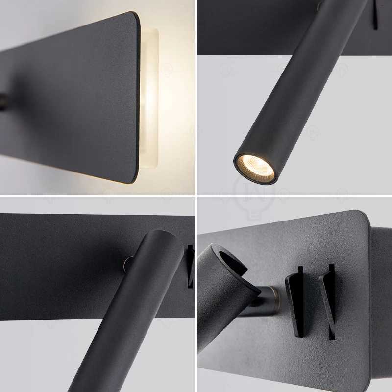 Black Nordic bedside wall lamp LED bedroom reading wall lamp living room study with switch rotating wall lamp M251118