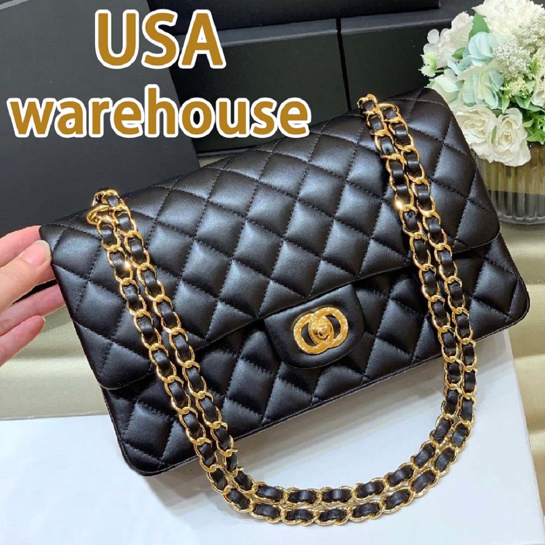 Designer bag shoulder bag luxury bag high-quality women's classic gold buckle logo diamond mesh pattern caviar sheepskin crossbody bag