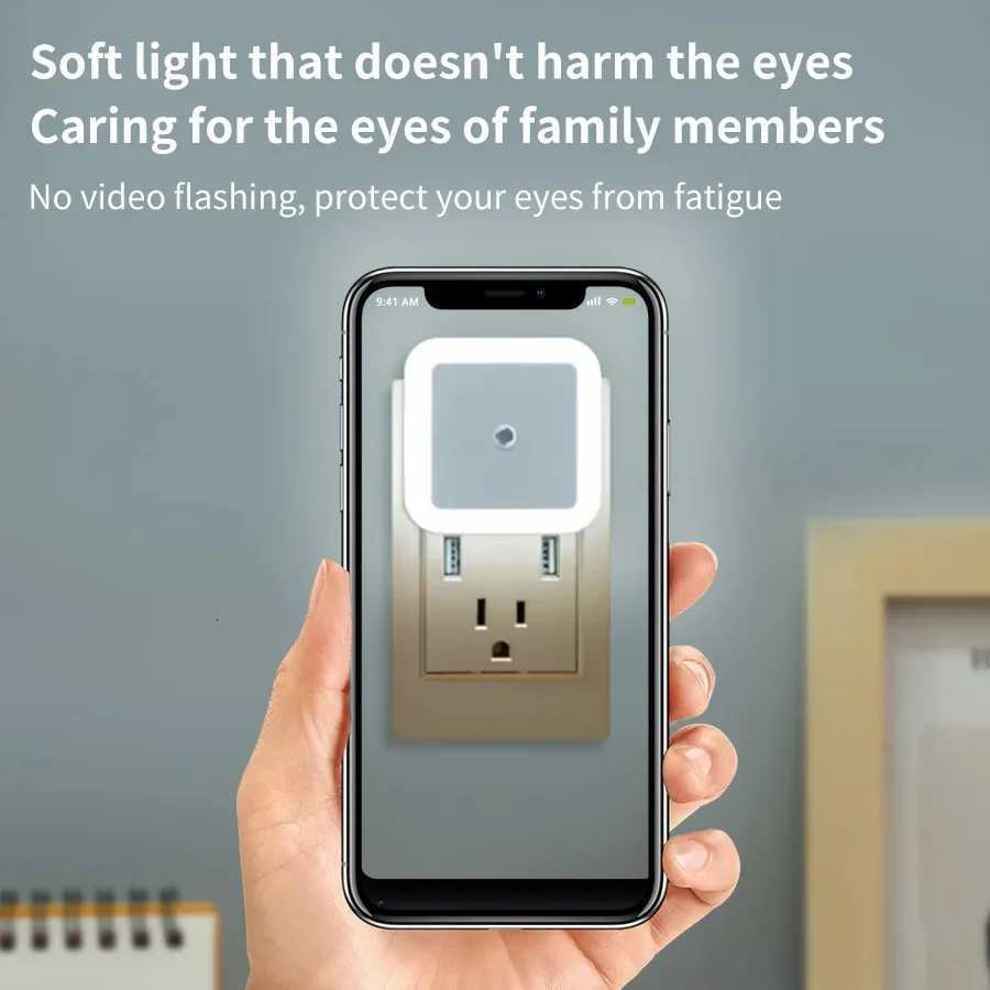 Wireless Sensor LED Night Light US/EU Plug-in Mini Square Wall Lamp for Baby Children Living Room Bedroom Corridor Lighting Lamp M251118