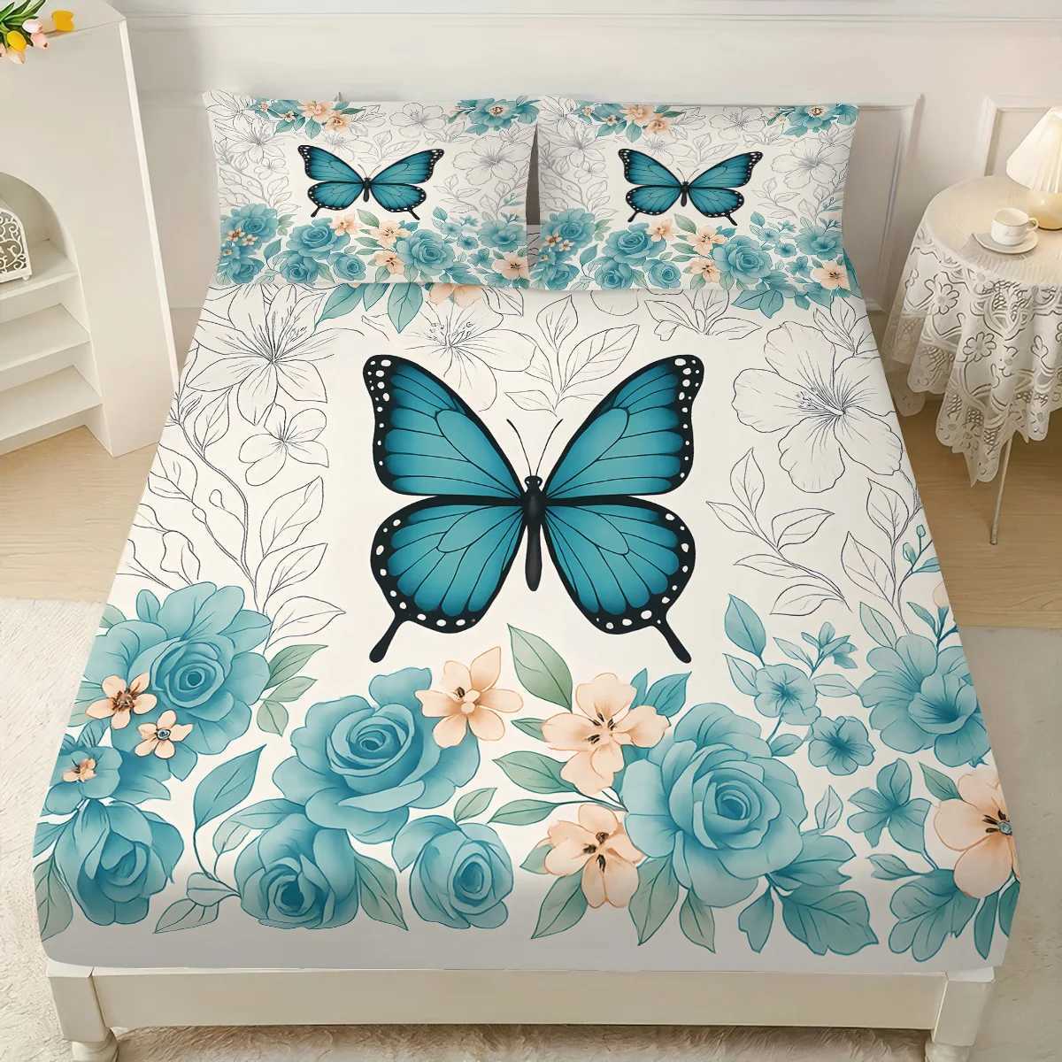 3pcs Dreamy Beautiful Butterfly Printed Coreless Bed Sheet Set in Multiple Size Comfortable Bed Cover Bedroom Bedding DecorationM251118