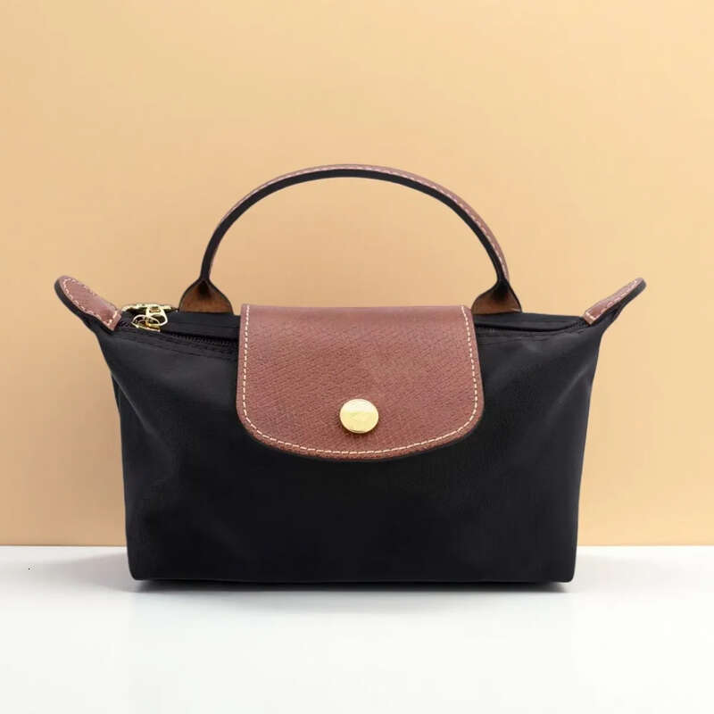 Designer branded mini handbag Short Handle Button Zipper Open and Close Recycled Canvas Patchwork Leather Trim Strap Lightweight Crossbody Bag waterproof 17cm