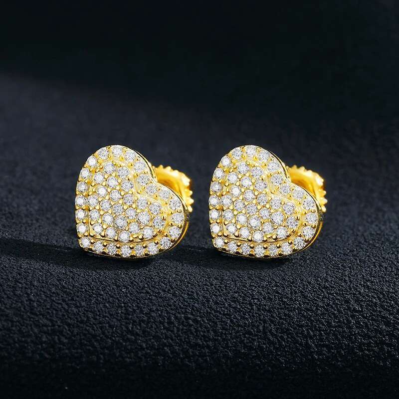 Heart Moissanite Sier Fashion Earring For Women Fine Jewelry