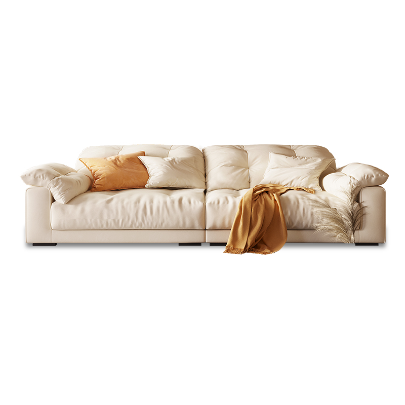 Cream-Style Foldable Sofa, Soft Plush Fabric Couch with Cushions, Modern Comfortable Convertible Sofa for Living Room, Space-Saving & Stylish Home Fur