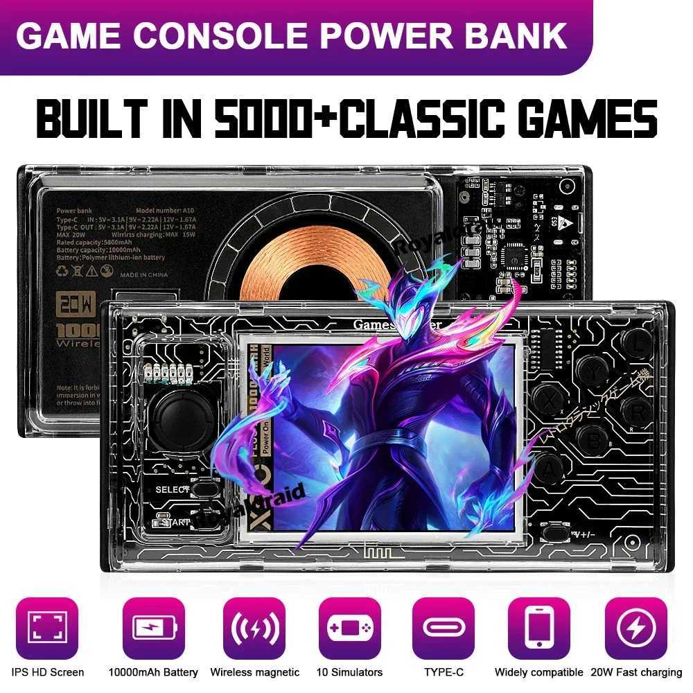 A10 Handheld Game Console Power Bank Integrated 10000mAh 20W Fast Charging Magnetic Wireless Charging Mobile Power Supply 2IN1W251118