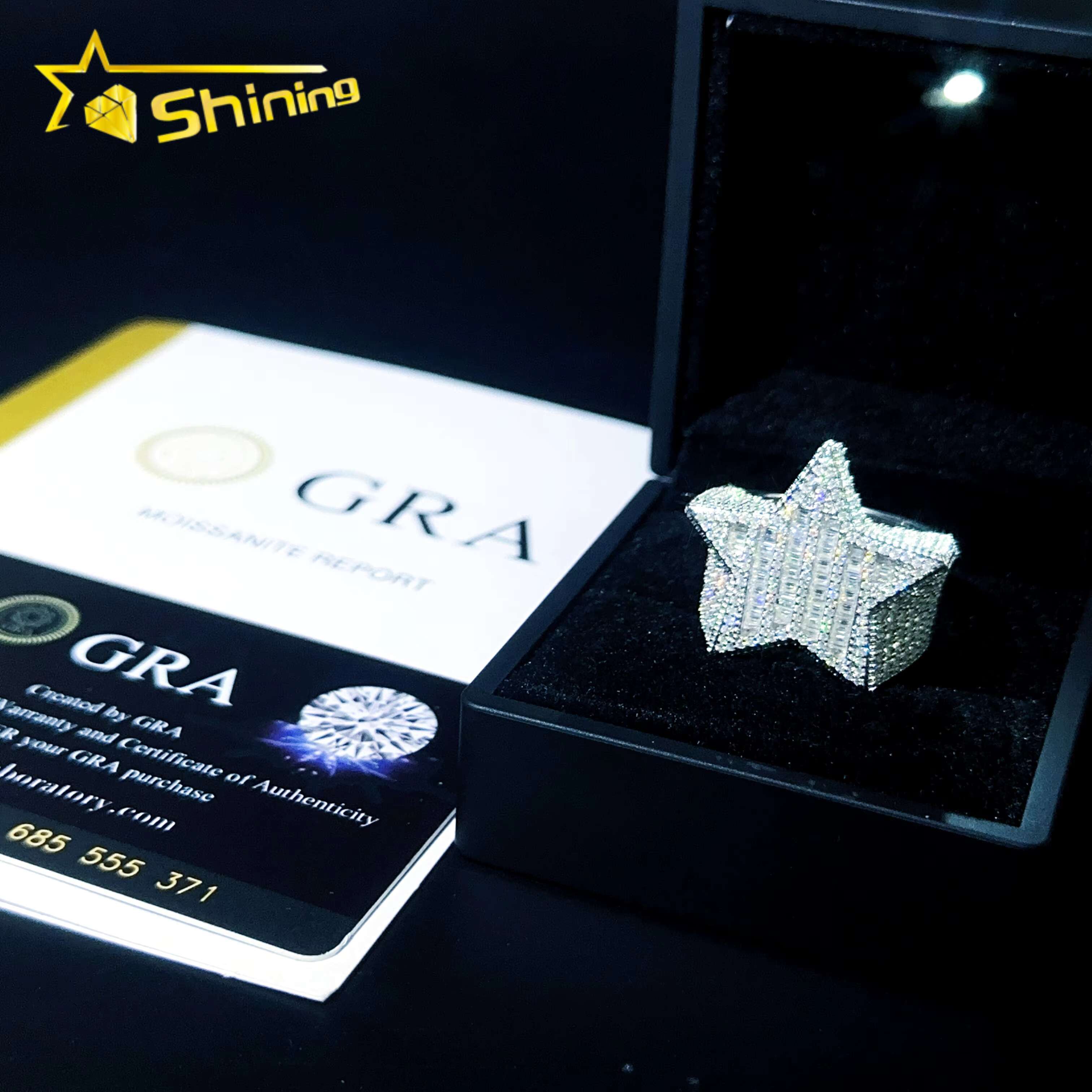 Shining Jewelry Layer Stars S Sier Moissanite Dia Hiphop Engagement Rings