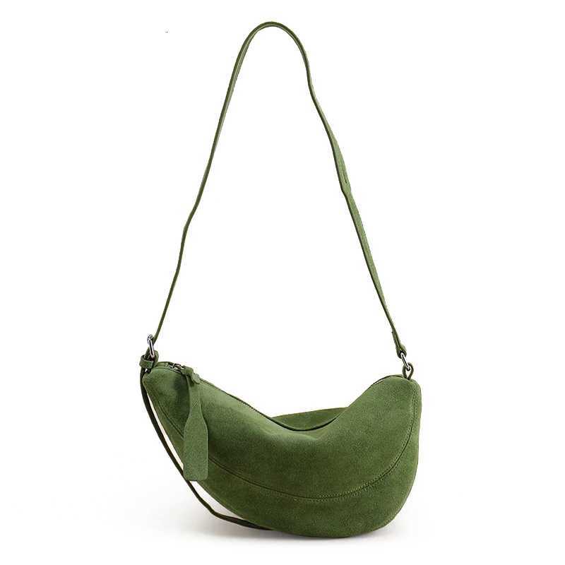 Suede dumpling bag 2025 new niche design frosted cowhide vintage Japanese croissant bag fashion lady one-shoulder crossbody bagW251118