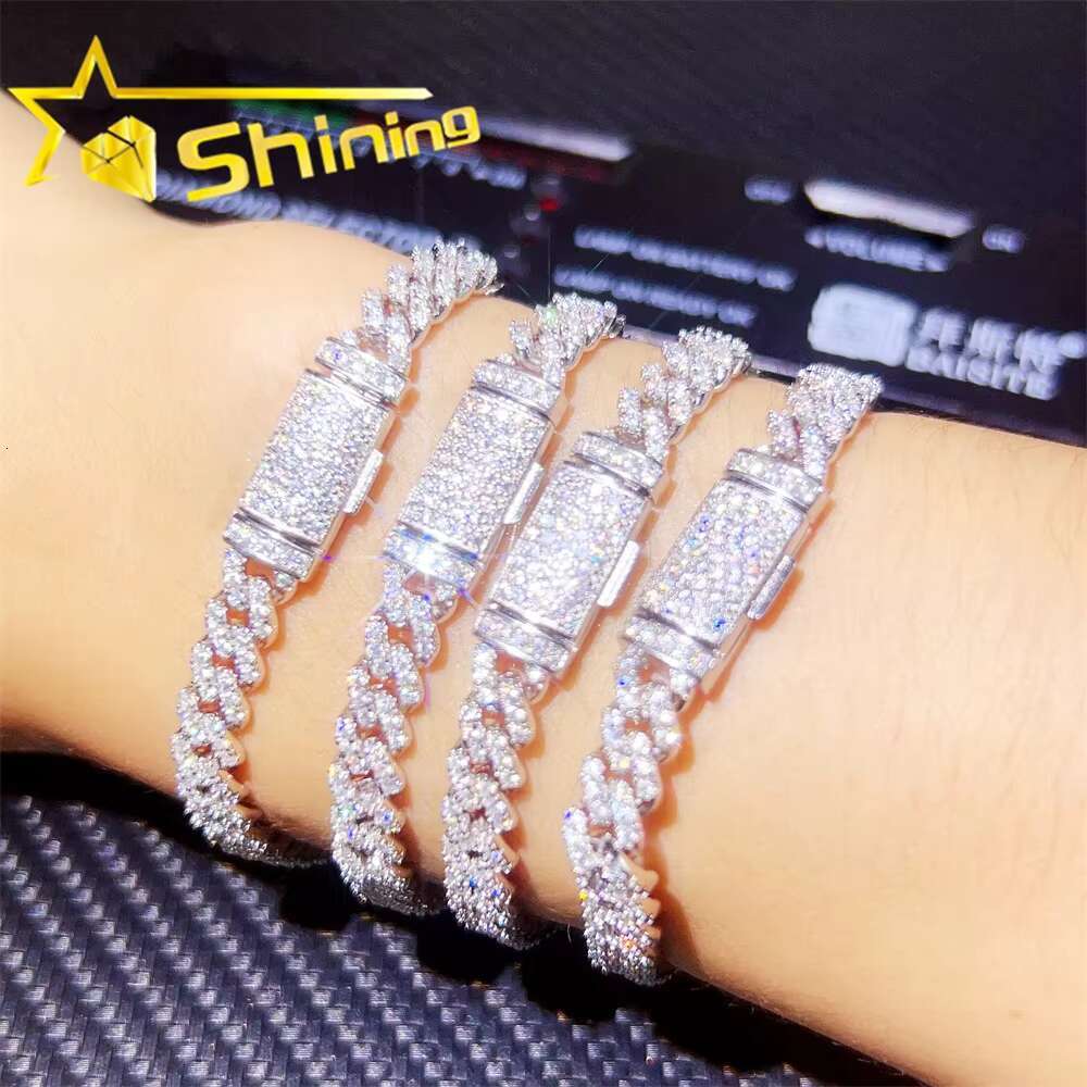 Hot Selling Pass Tester Sterling Sier Hip Hop 6mm 8mm Iced Out Vvs Moissanite Dia Cuban Link Bracelet