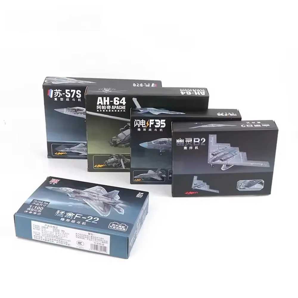 1 Piece DIY 3D Puzzle Assemble Collection Toys T14 Tank F14 F22 J35 Fighter AH64 Helicopter Model Ornament Building Blocks Toy C251118