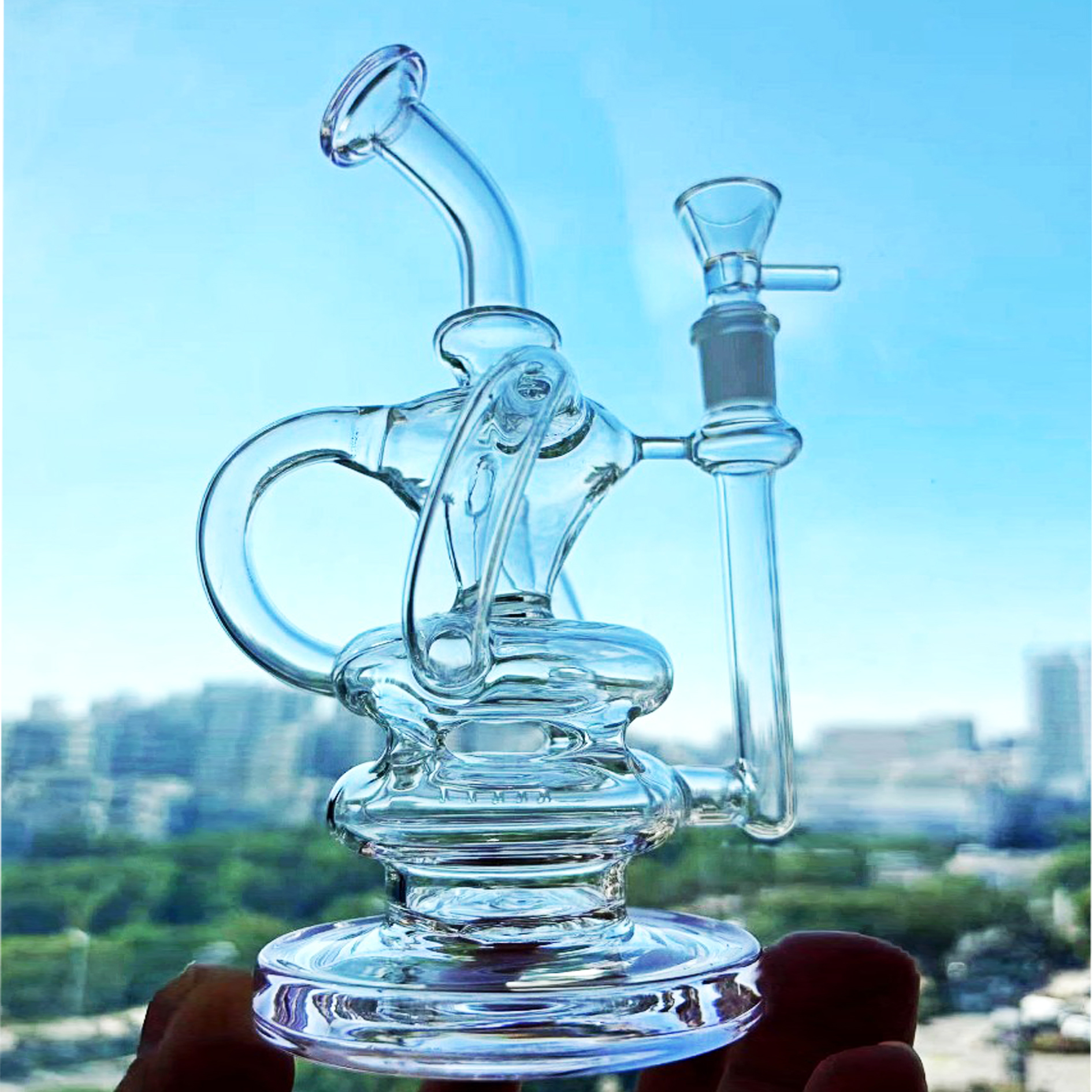 Beaker Bong Recycler Oil Hookahs Thick Glass Water Pipes Bubbler Smoking Function Water Bongs with 14mm Banger
