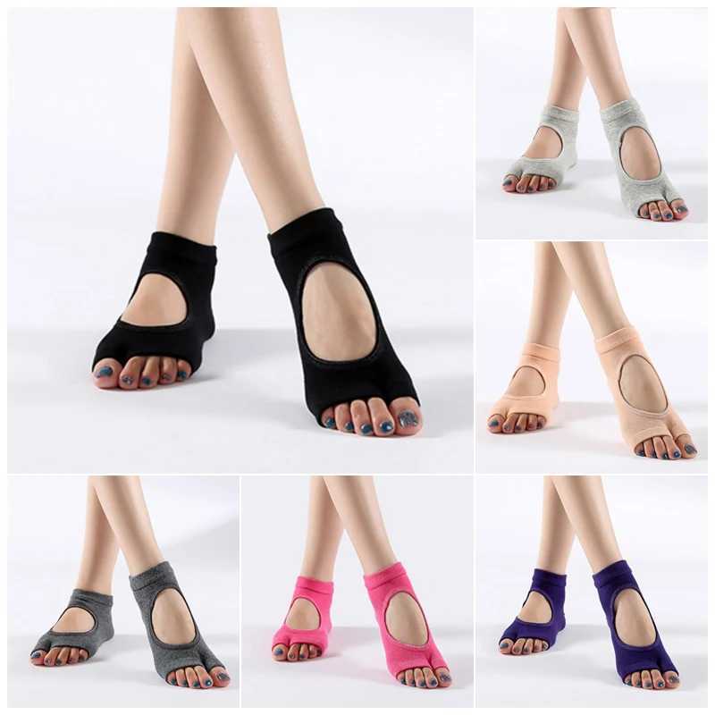 Womens double toe yoga socks anti slip sports cotton Pilates socks fast drying ballet professional dance socksXJ250418